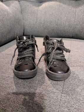 George Black Patent High-Top Sneakers - Lace-Up